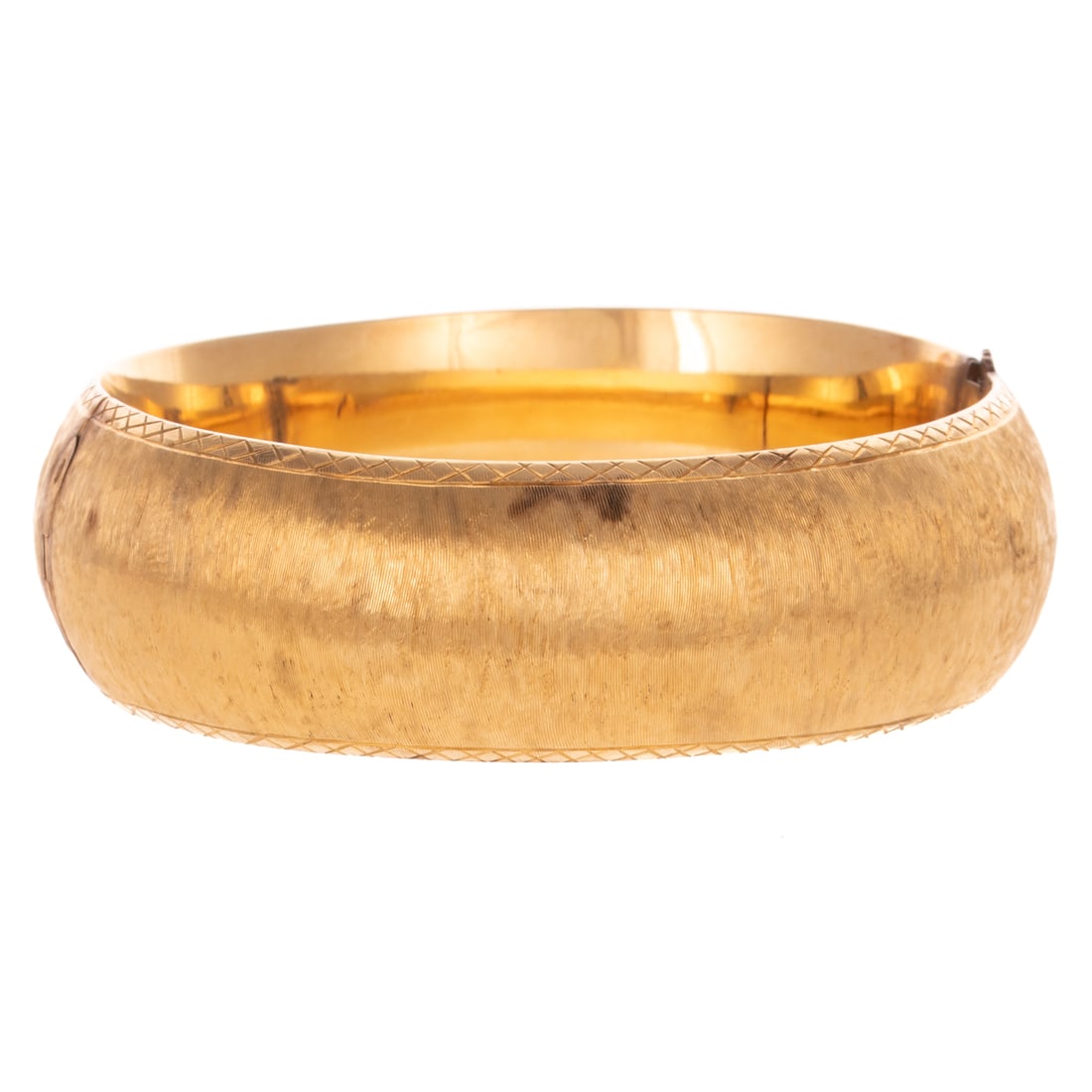 A Wide Half Dome Brushed Bangle in 14K - 3