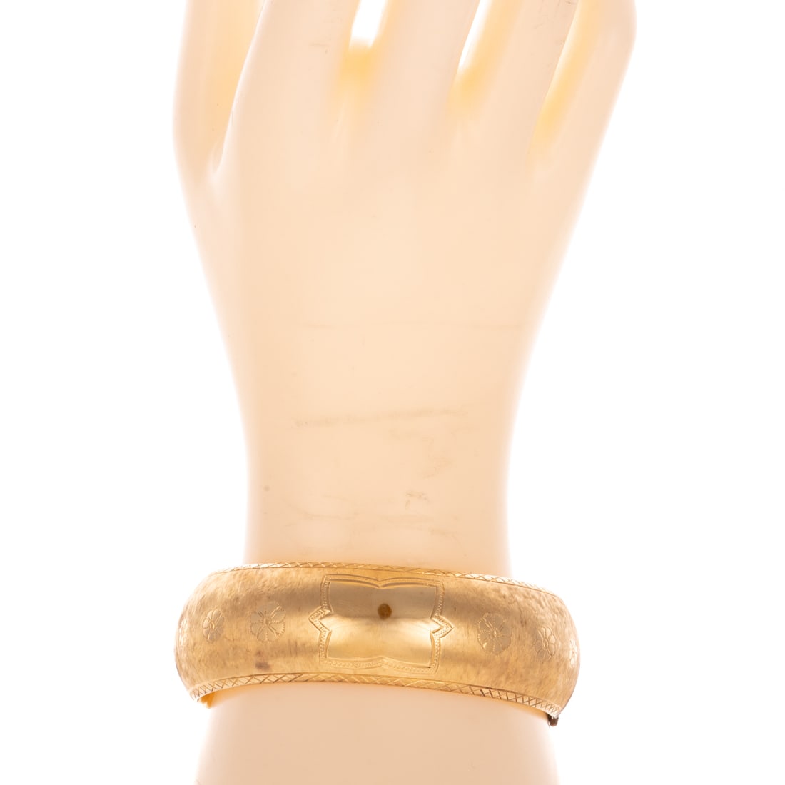 A Wide Half Dome Brushed Bangle in 14K - 5