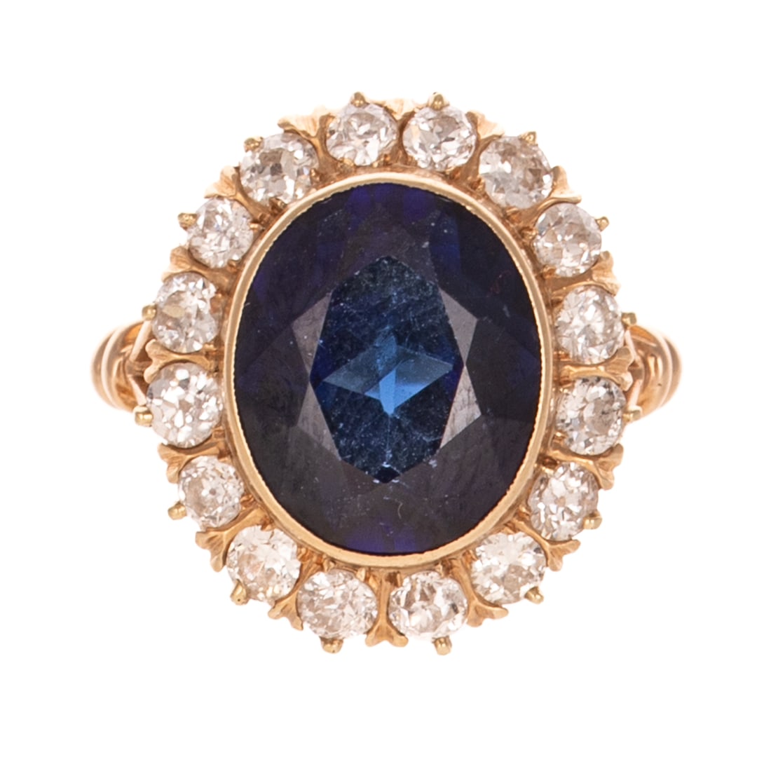 A Diamond & Synthetic Sapphire Ring in 14K (1 of 5)
