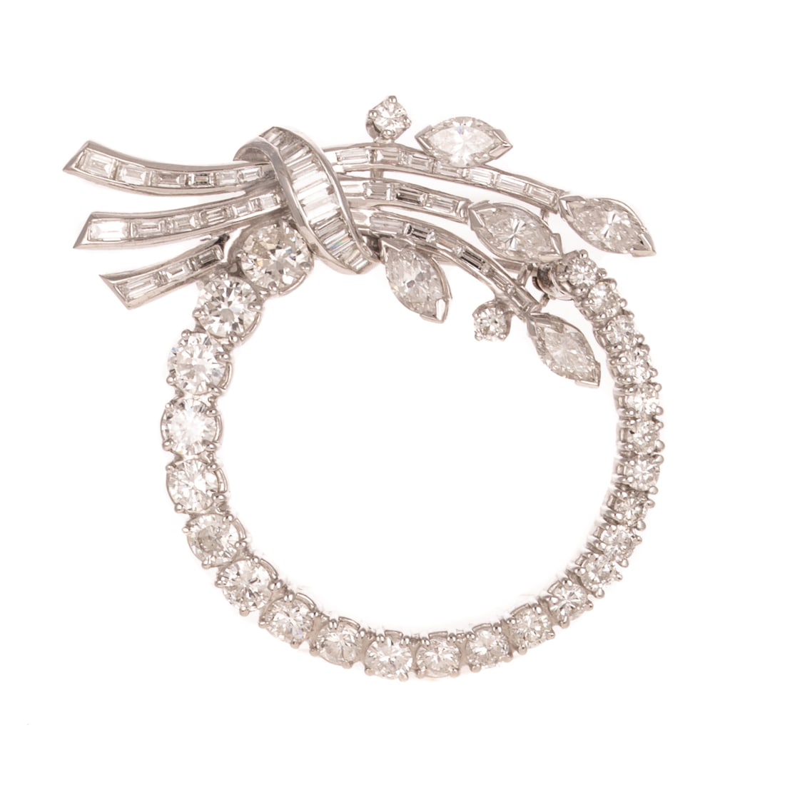 A 3.80 ctw Diamond Open Circle Ribbon Brooch in Platinum (1 of 3)