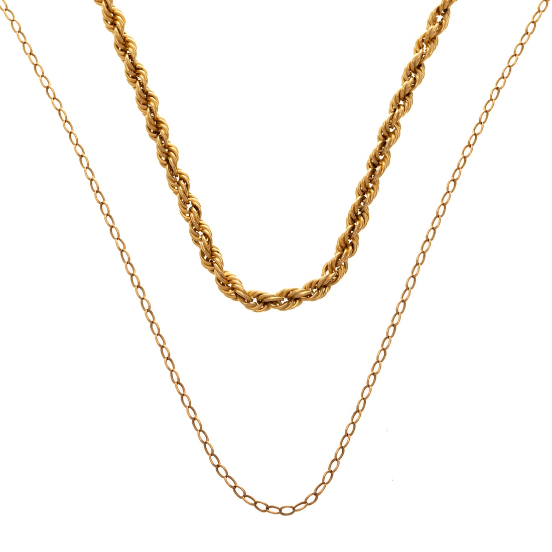 Two Long Rope & Cable Link Chains in 14K (1 of 5)