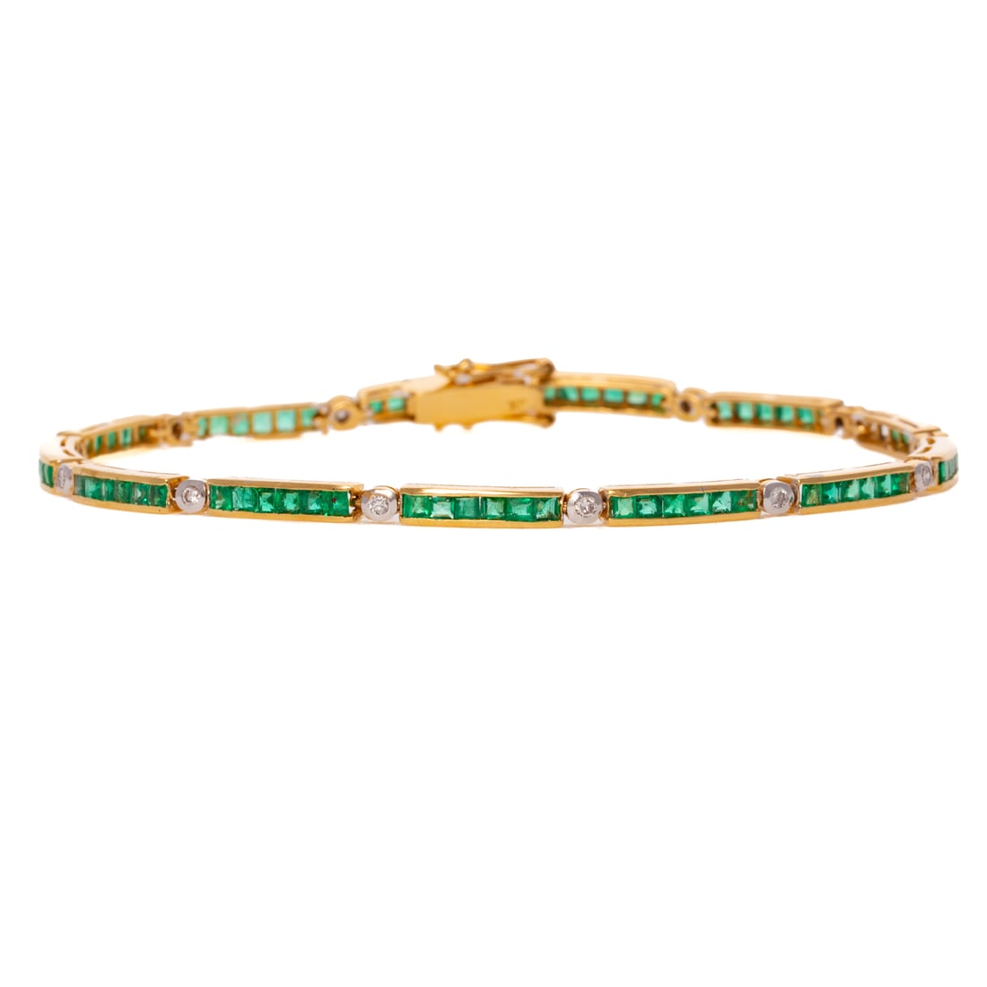 An Emerald & Diamond Line Bracelet in 18K (1 of 4)