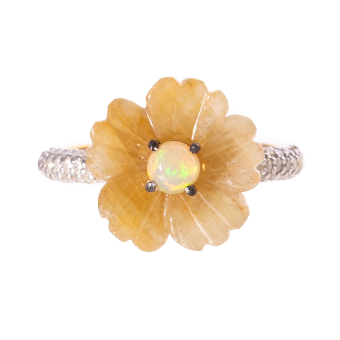 A Sapphire & Opal Flower Ring in Sterling & 14K (1 of 4)