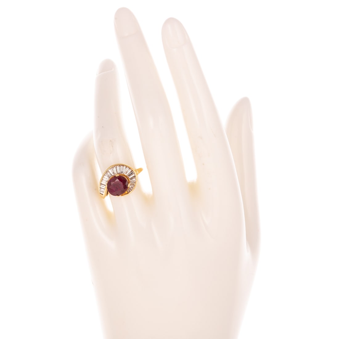A Ruby & Diamond Swirl Ring in 18K - 5