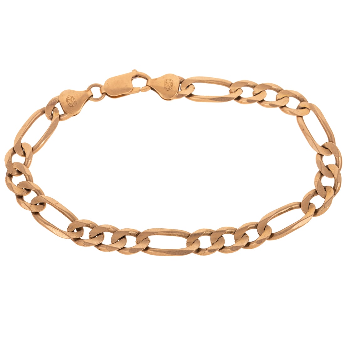 A Figaro Link Bracelet in 10K: 10K yellow gold figaro link bracelet, large lobster clasp, 8 in. L, 12.1 grams