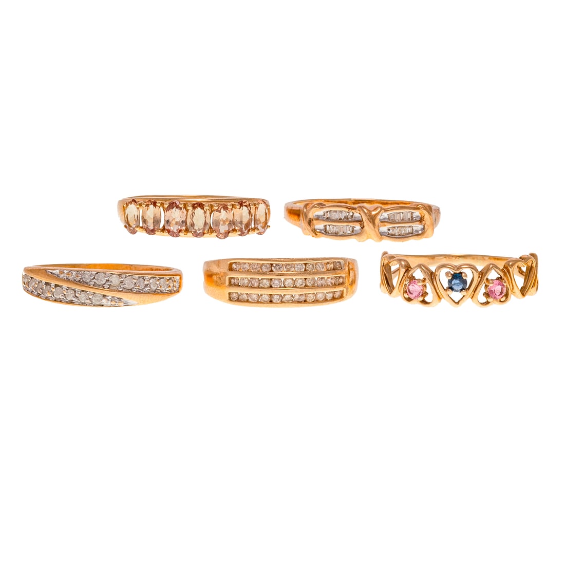 Five Diamond & Gemstone Rings in 10K (1 of 10)