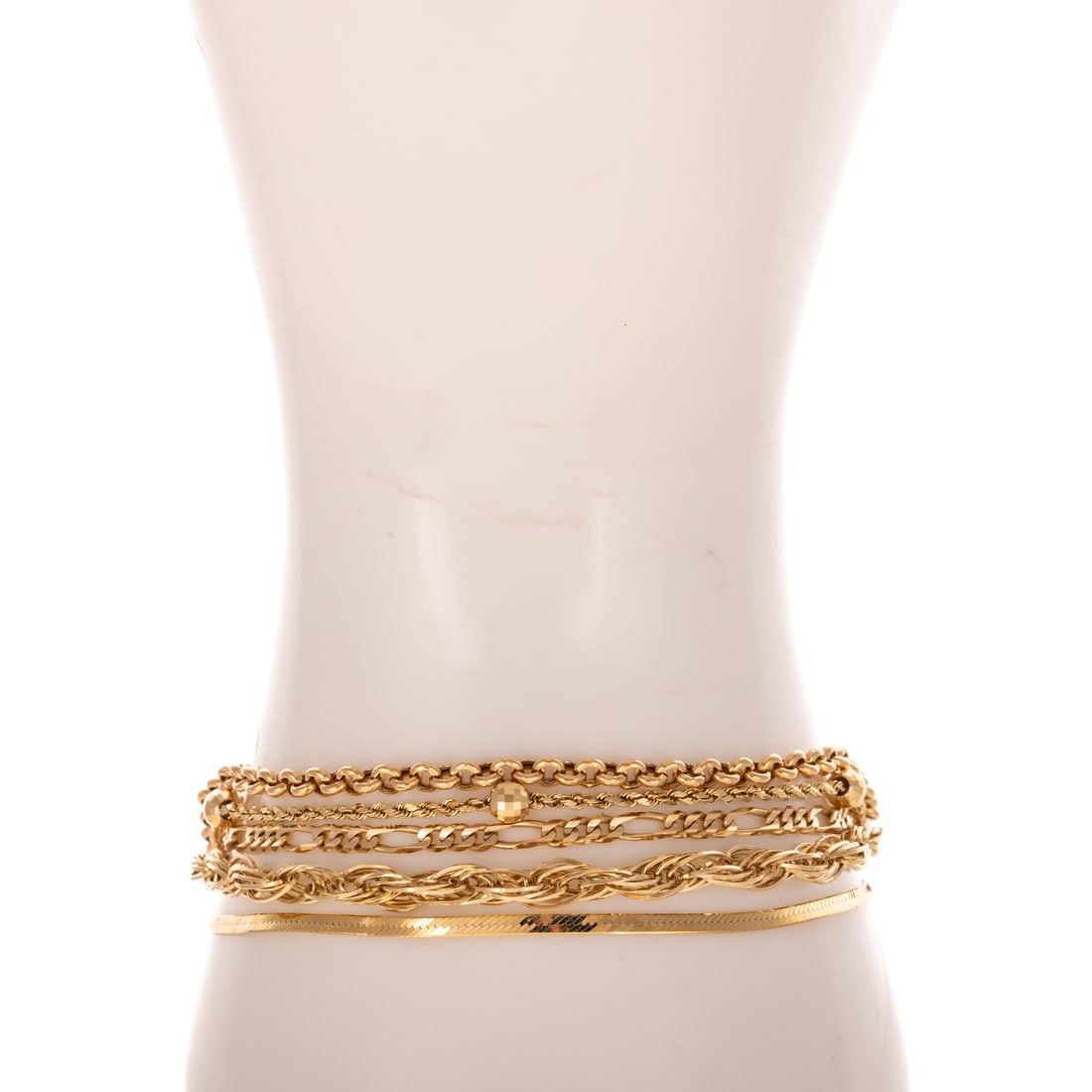 Five Classic Chain Link Bracelets in 14K - 3