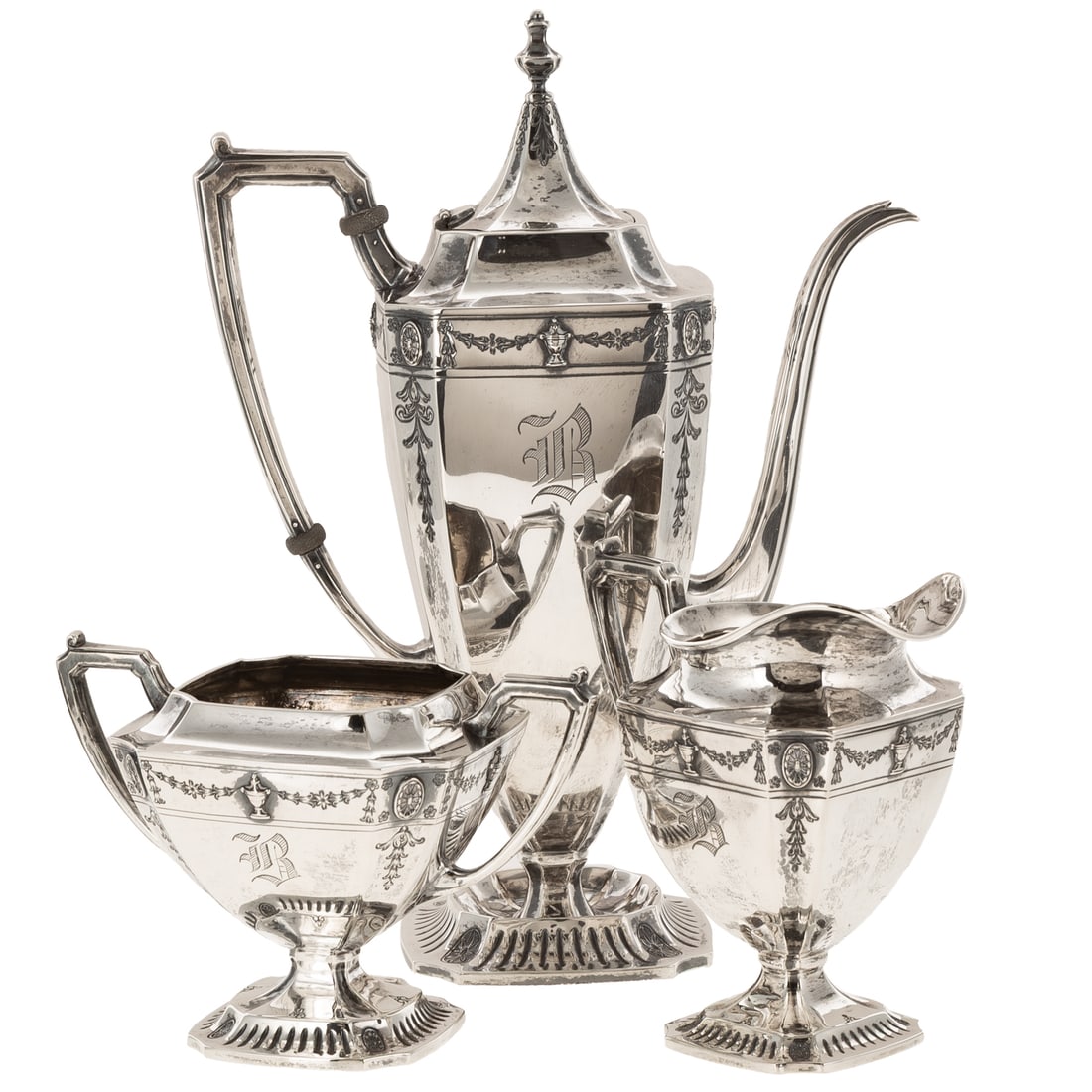 Frank Smith Sterling "Georgian Garland" Coffee Set (1 of 7)