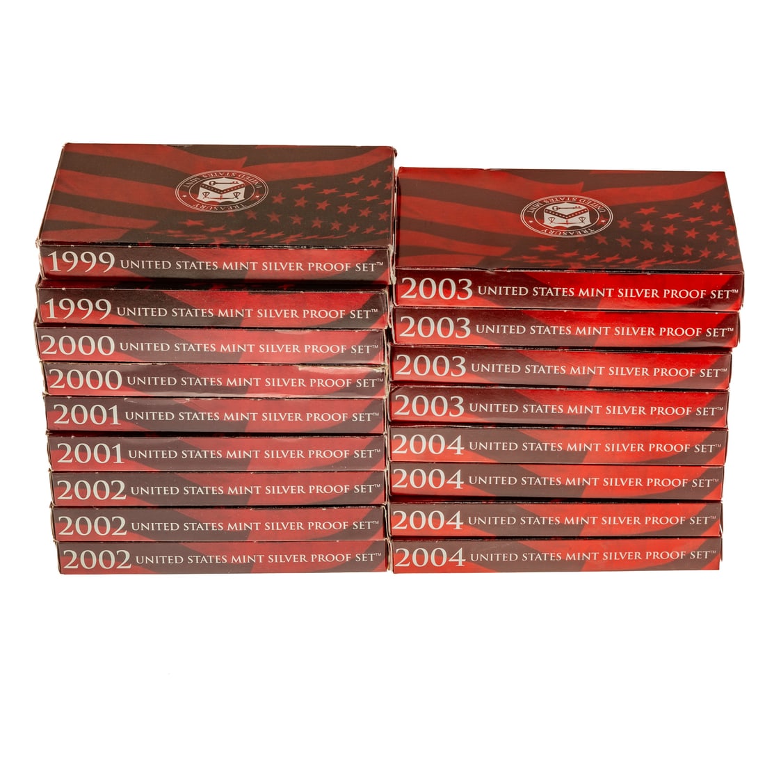 17 U.S Silver Proof Sets: 2-1999, 2-2000, 2-2001, 3-2002,4-2003, 4-2004