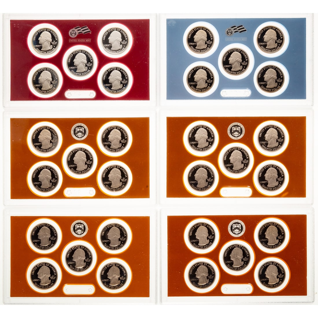 Six Silver State Quarter Sets - 2