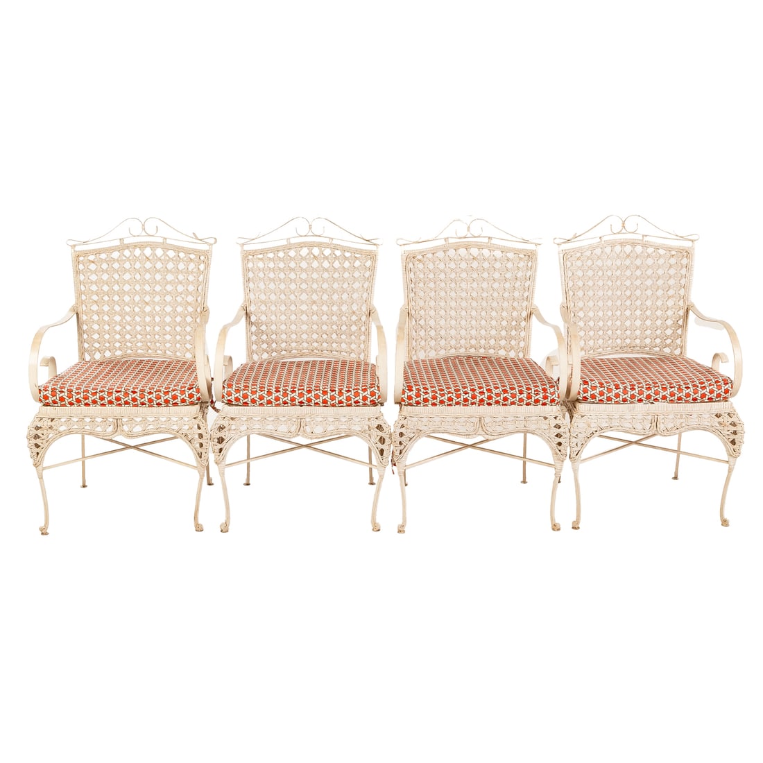 Four Victorian Style Metal & Wicker Chairs (1 of 3)