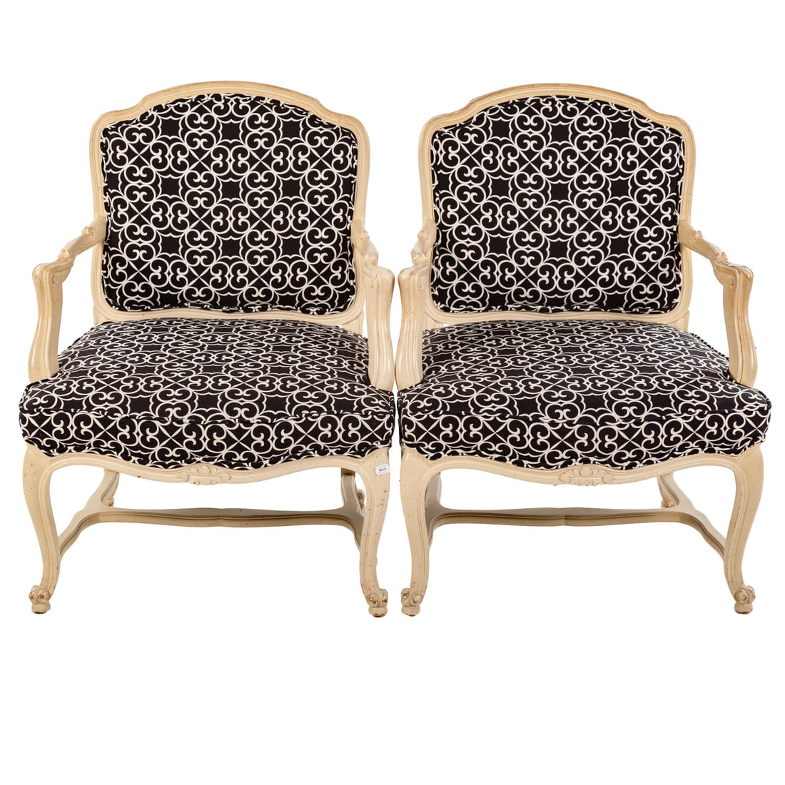 A Pair of Louis XV Style Upholstered Armchairs (1 of 5)