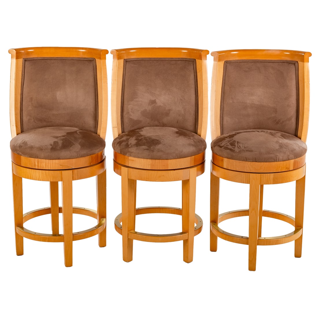 Three Contemporary Maple & Suede Counter Stools (1 of 5)