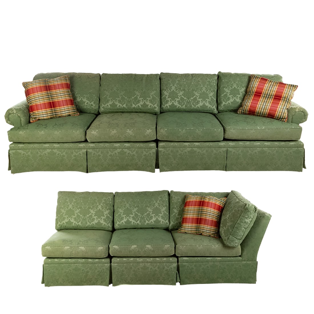 Henredon Damask Upholstered Sectional Sofa (1 of 6)