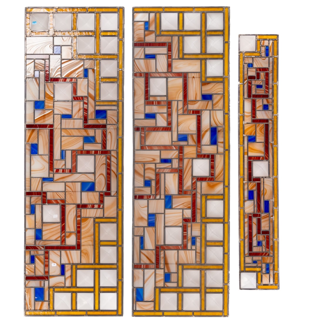 Set of Three Stained & Leaded Glass Window Panels (1 of 7)