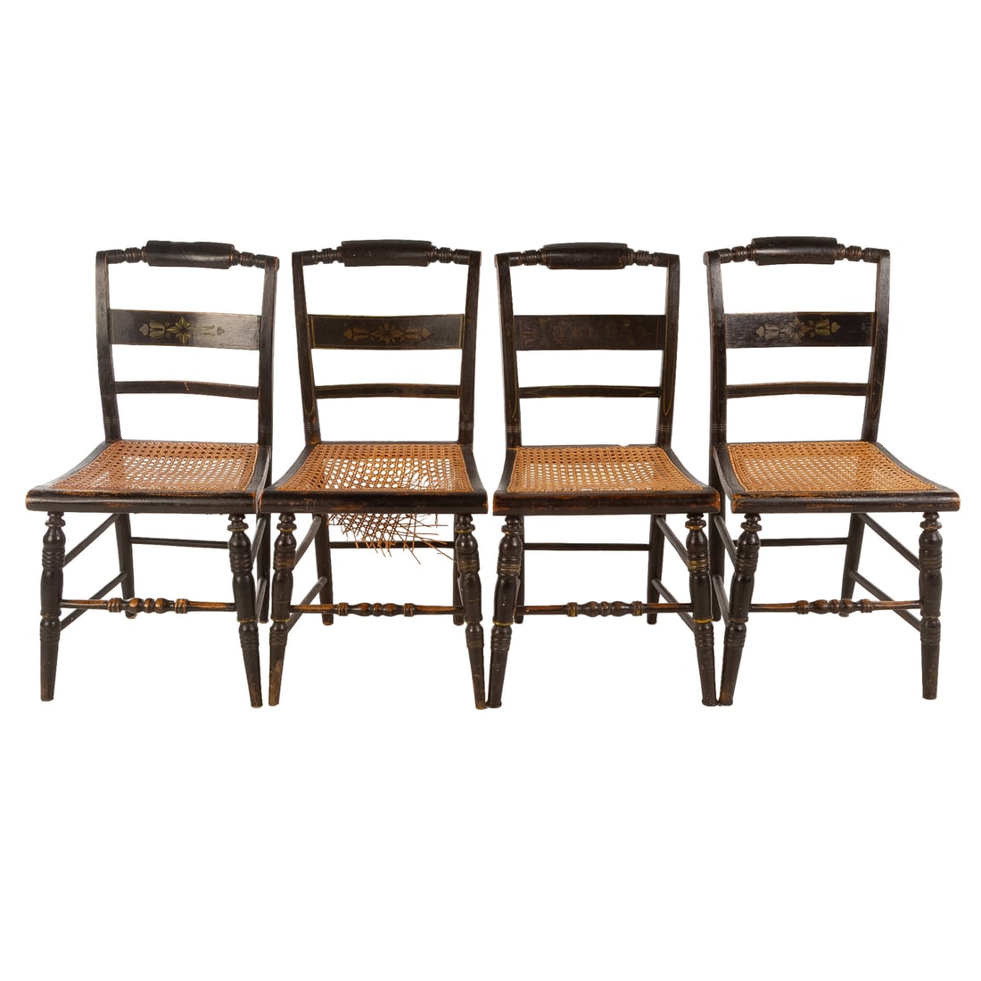 Set of Four Fine Stenciled Hitchcock Chairs (1 of 6)