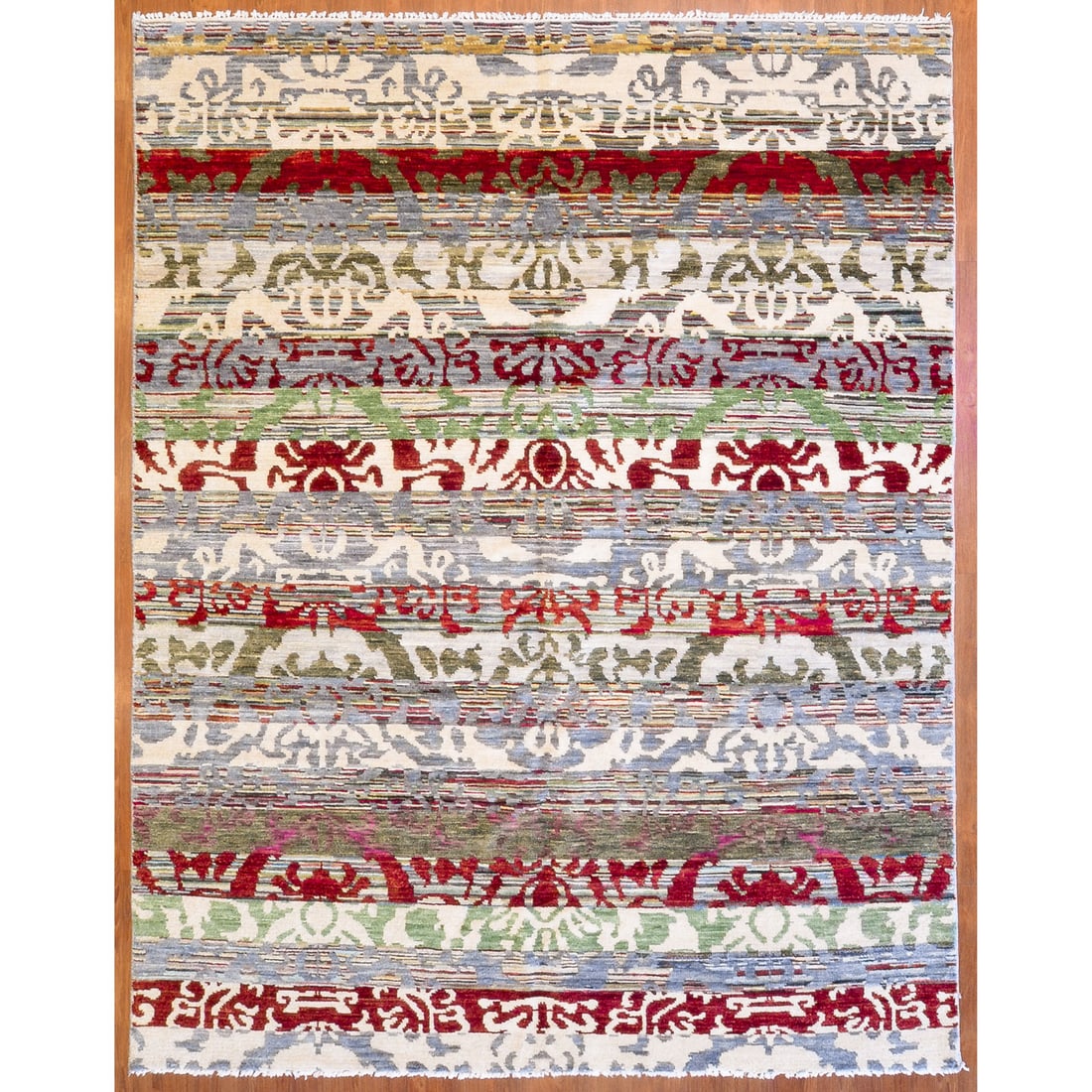 Modern Indo Design Rug, India, 8 x 10.3: Modern, hand-knotted, wool pile