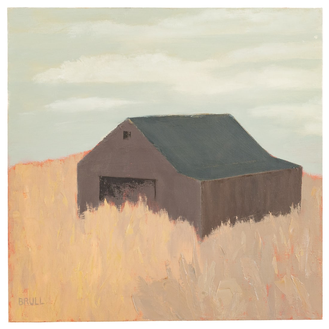 Stan Brull. Brown Barn in a Field, oil (1 of 4)