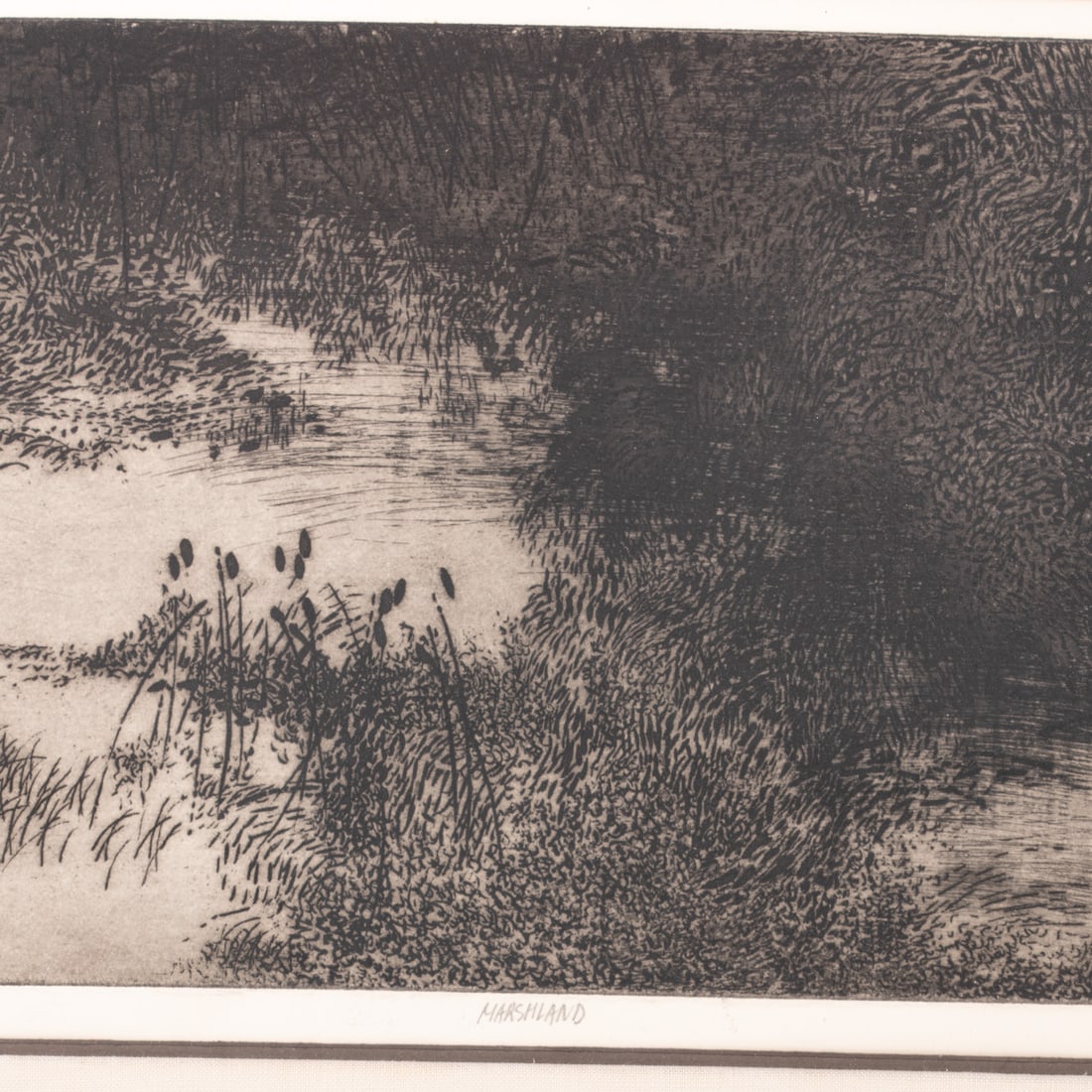 Peter Milton. "Marshland," etching - 2