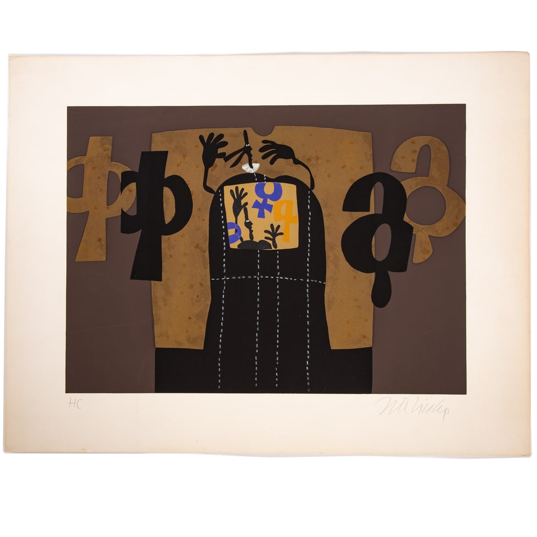 Jože Ciuha. Untitled, screenprint: (Slovenian, 1924-2015) Screenprint in colors, c. 1970, ed. HC, pencil signed lr, 19 1/2 x 25 3/4 in., unframed Provenance: From the Estate of Helen Jackson, Washington, DC