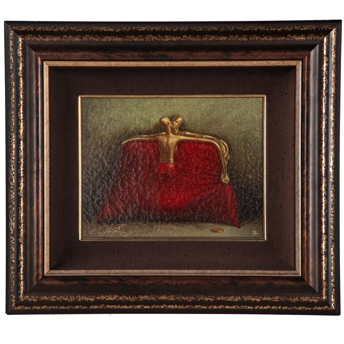 Vladimir Kush. "Red Purse," giclee print: (Russian, b. 1965) Giclee print on canvas, ed. 102/500, from a limited edition, pencil signed "Vladimir Kush" on verso, sight size: 10 1/4 x 13 1/4 in., framed size: 21 1/2 x 24 1/2 in. Provenance: