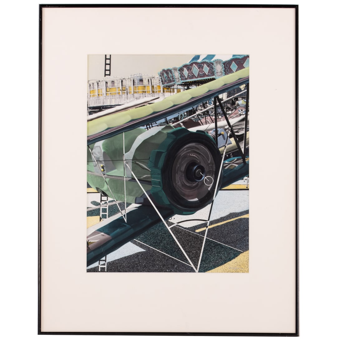 Tracie Taylor. "Airplane Ride," photograph: (American, 20th century) Manipulated hand painted silverprint, 1987, signed in silver ink "Taylor" lr, sight size: 18 1/2 x 13 3/4 in., framed size: 28 1/2 x 22 1/2 in. Provenance: Acquired Steven