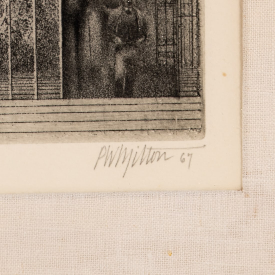 Peter Milton. "Julia Passing," etching - 3