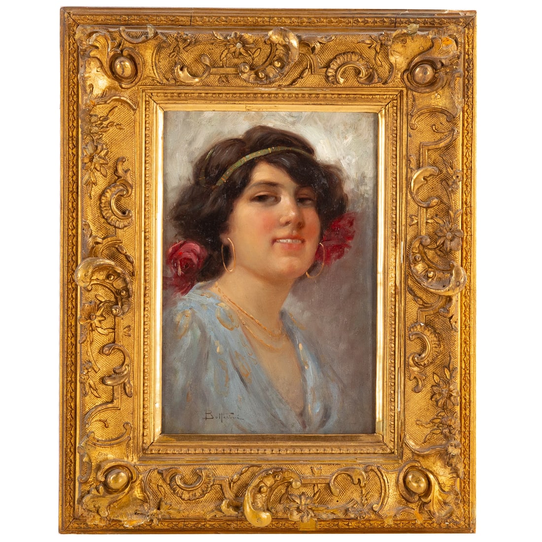 A. Bottesini. Portrait of a Young Woman, oil (1 of 4)