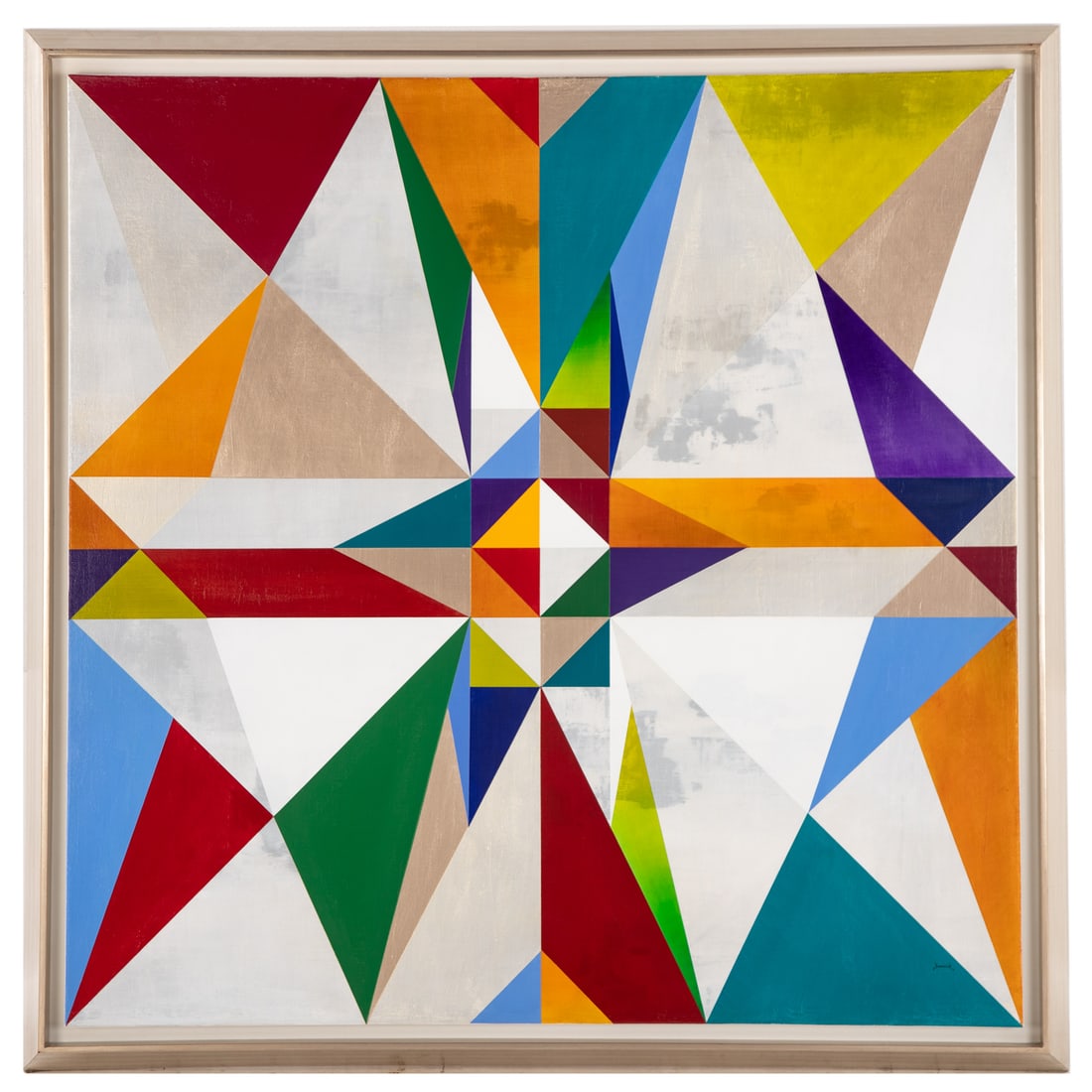 Dominick. "Color Shifts," mixed media: Dominique Paulain (b. 1968) Mixed media on canvas, unsigned, 40 1/2 x 40 1/2 in., framed size: 45 x 45 in. Provenance: From a private Maryland collection, Renaissance Fine Arts valuation attached