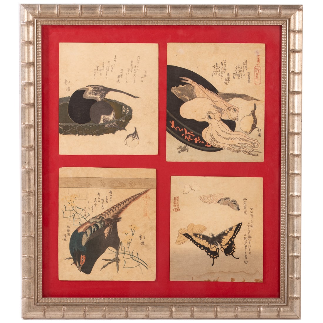 Totoya Hokkei. Four Nature Color Woodblock Prints (1 of 6)