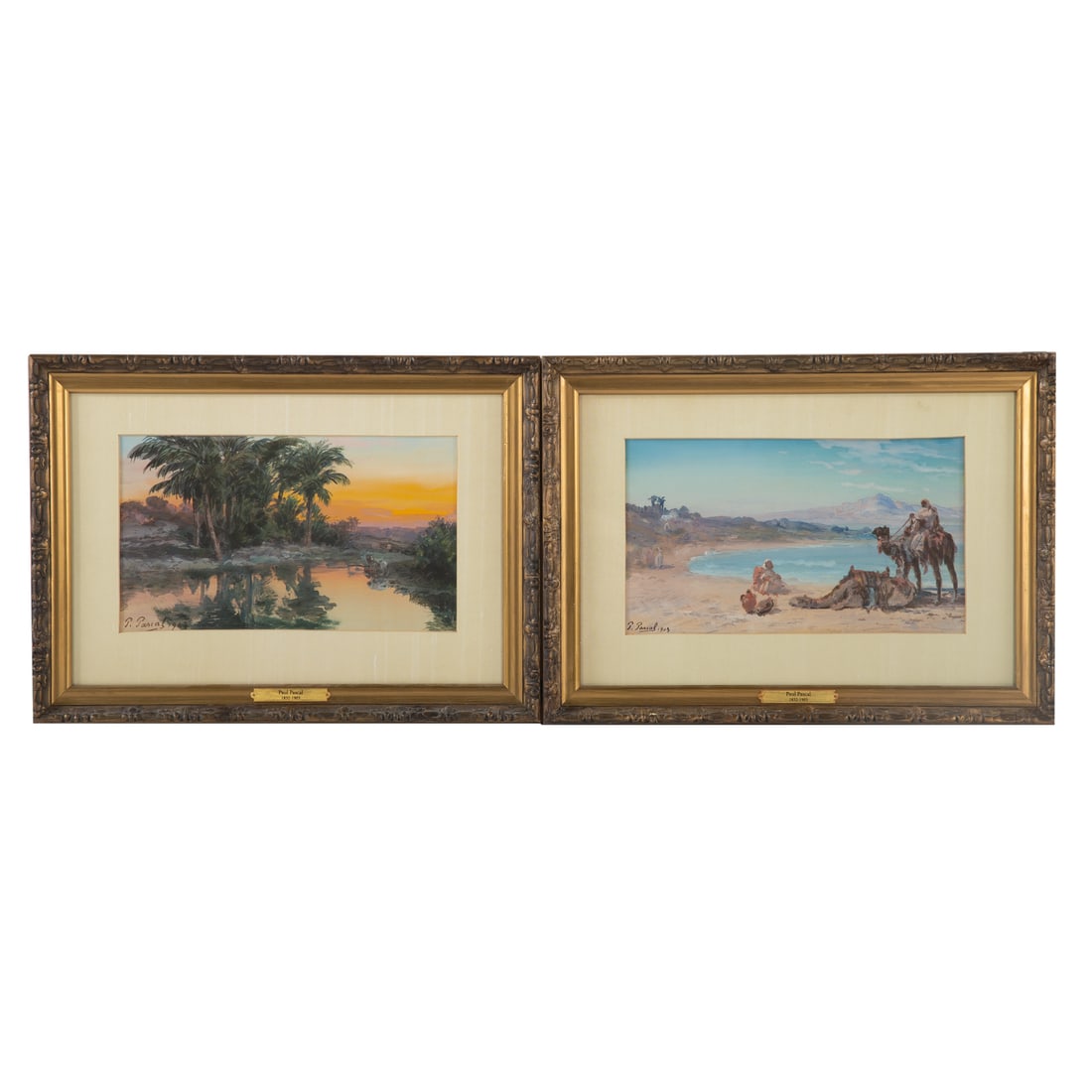 Paul Pascal. Two Framed Watercolors: (French, 1832/39-1903/05) Watercolors depicting Orientalist landscapes, both signed and dated "P. Pascal, 1903" ll, sight size of each: 7 1/4 x 12 1/2 in., framed size: 13 3/4 x 19 in.