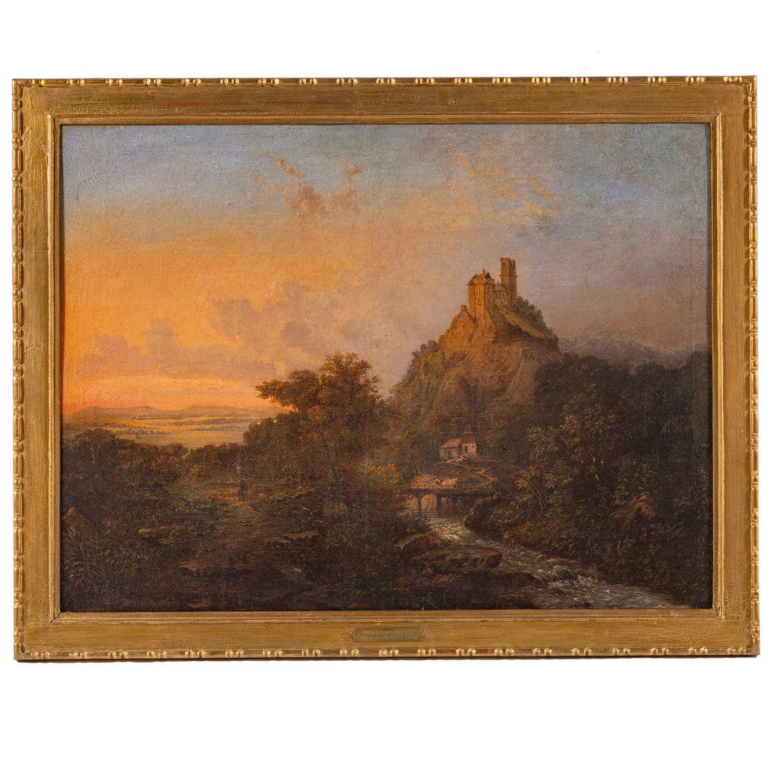 Attributed to Christian Georg Schuz II. Landscape, oil: (German, 1758-1823) Oil on canvas, unsigned, 28 3/4 x 38 1/4 in., framed size: 33 1/2 x 43 in. Provenance: From a private Maryland collection