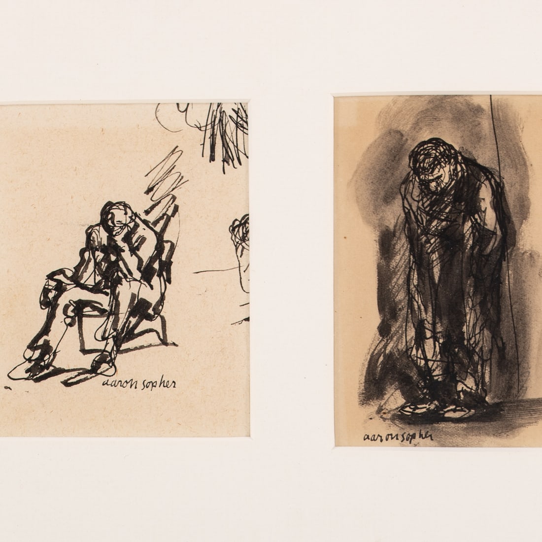 Aaron Sopher. Eight Pen Drawings in Three Frames - 4