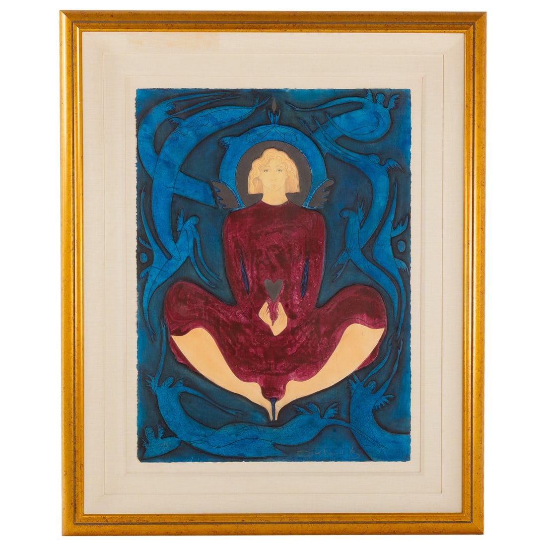 Orlando Agudelo-Botero. "Angel Extasis," lithograph: (Colombian, b. 1946) Lithograph in colors, ed. 49/90, pencil signed lr, sheet size: 39 x 29 in., framed size: 56 x 27 in. Provenance: From a private collection, Washington, DC