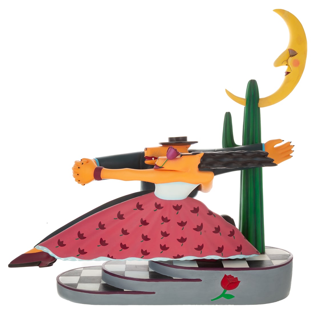 Markus Pierson. "For the Roses," wood sculpture: (American, b. 1960) Acrylic painted wood sculpture, 1989, ed. 14/86, signed, 27 in. H, 26 1/2 in. W, 7 in. D Provenance: From a private collection, Washington, DC