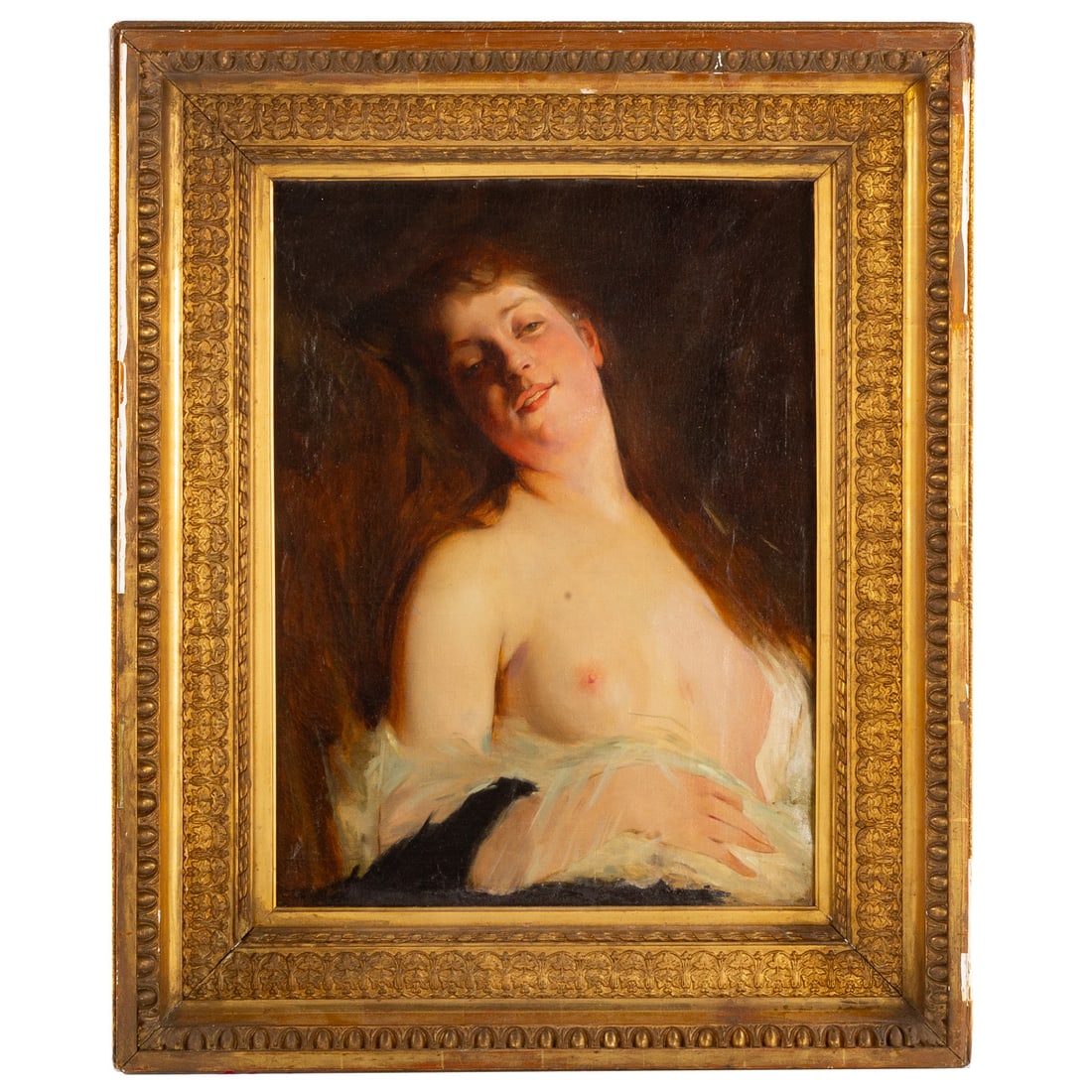 Charles Joshua Chaplin. "Ecstasy," oil: (French, 1825-1891) Oil on canvas, signature not visible, full identifying information on certificate of authenticity provided by Leighton Fine Art, Flackwell Heath, Buckinghamshire, England, canvas