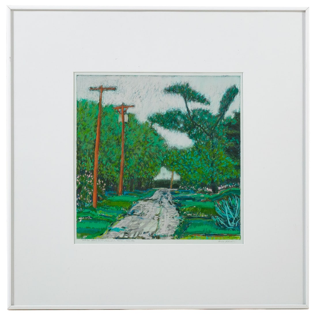 Earl W. Lehman. "Myrtle Beach, South Carolina, I," pastel: (American, 20th century) Oil pastel on paper, July 1992, pencil signed "Earl W. Lehman" lr, image size: 12 x 12 in., framed size: 22 1/4 x 22 1/4 in. Provenance: From a private collection, White