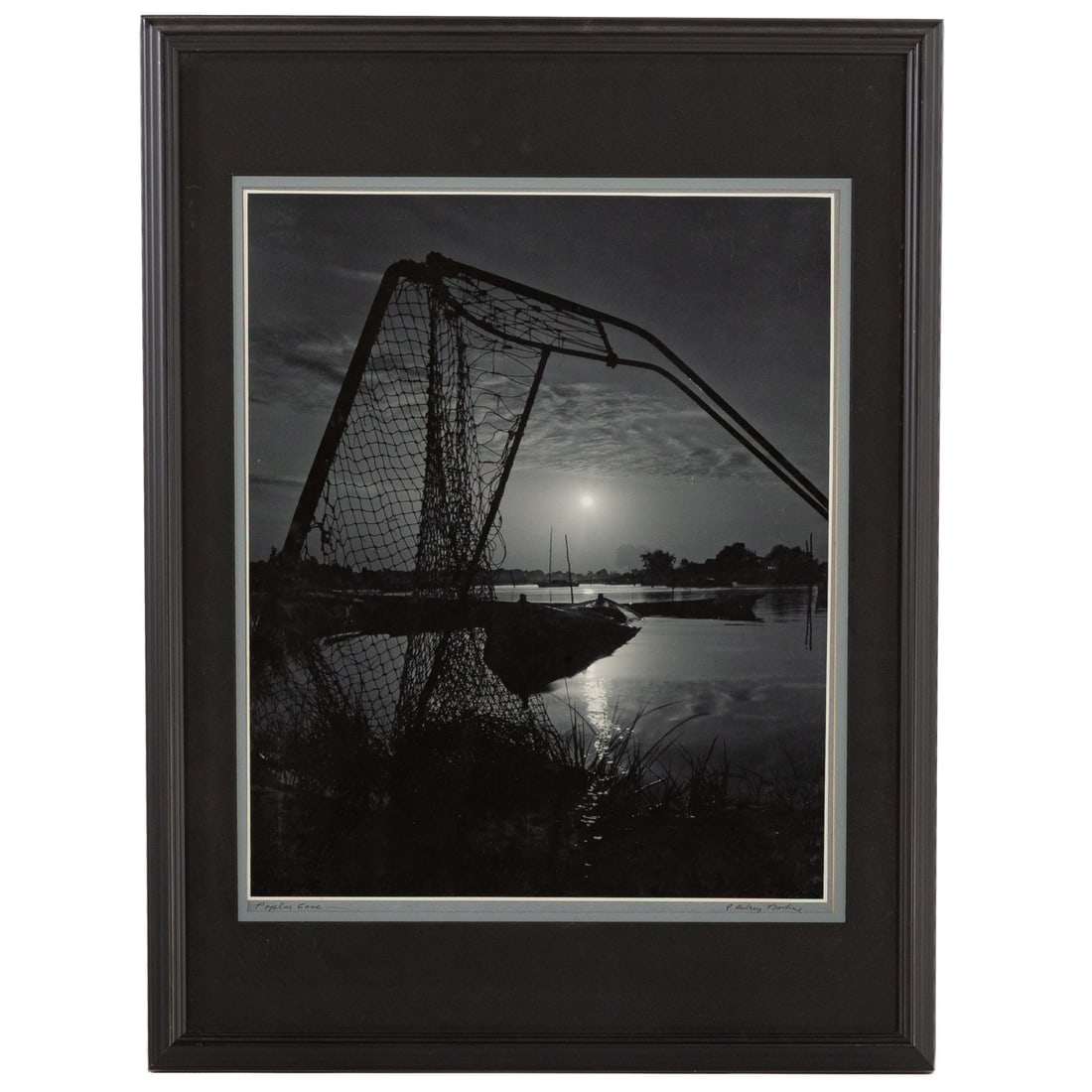 A. Aubrey Bodine. "Poplar Cove," photograph: (American, 1906-1970) Gelatin silver print, ink signed "A. Aubrey Bodine" lr on matte, titled ll, further identifying and exhibition information on verso, size of photograph: 17 x 14 in., framed