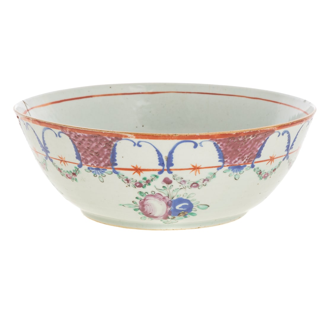 A Chinese Famille Rose Porcelain Punch Bowl (1 of 5)