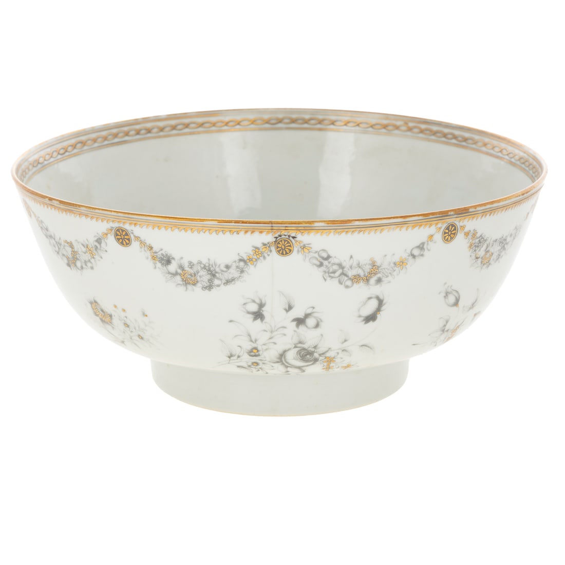 A Chinese Export Porcelain Grisailles Punch Bowl (1 of 5)