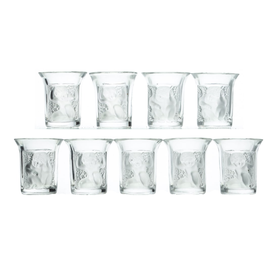 Nine Lalique "Les Enfants" Shot Glasses (1 of 4)