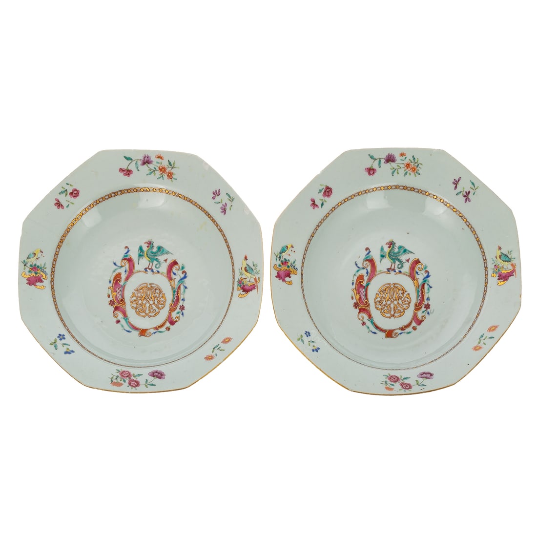 A Pair of Chinese Export Armorial Porcelain Plates (1 of 4)