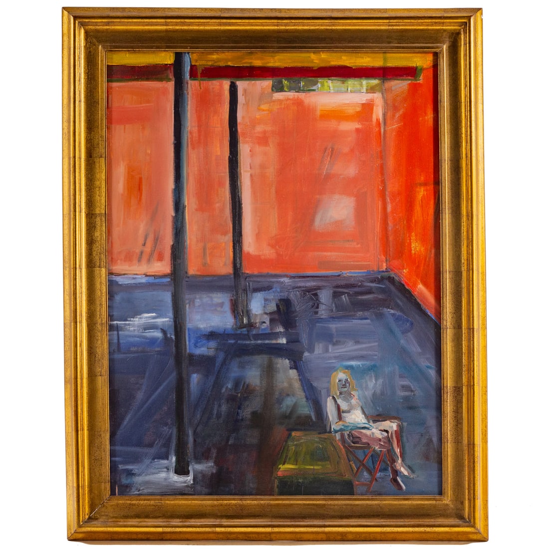 20th Century. "Quintessential Boredom in a Vast Space," oil: (20th century) Oil on canvas, titled on verso, unsigned, sight size: 47 1/2 x 35 1/2 in., framed size: 58 x 45 1/4 in.