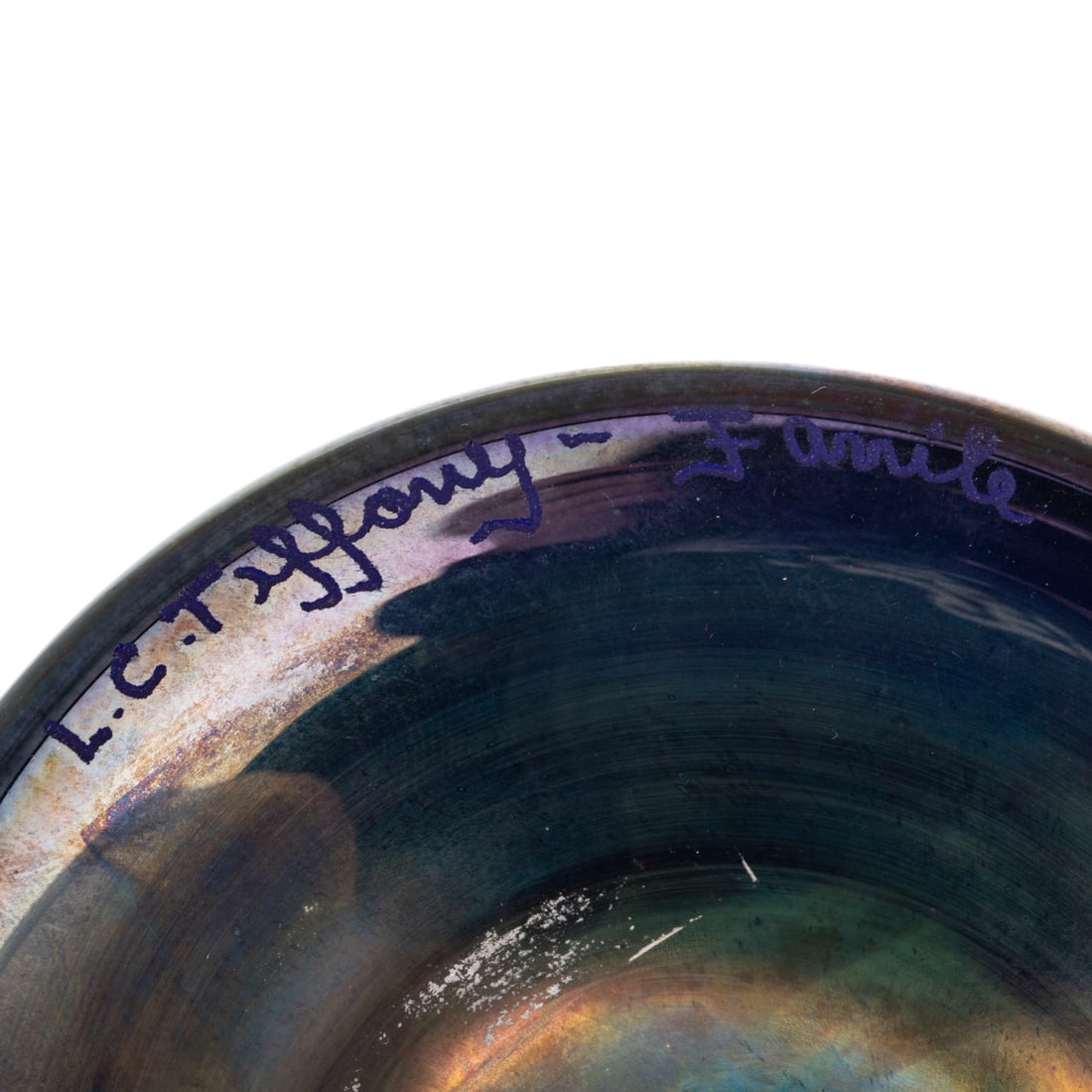 Threaded Pulled Feather Blue Iridescent Vase - 2