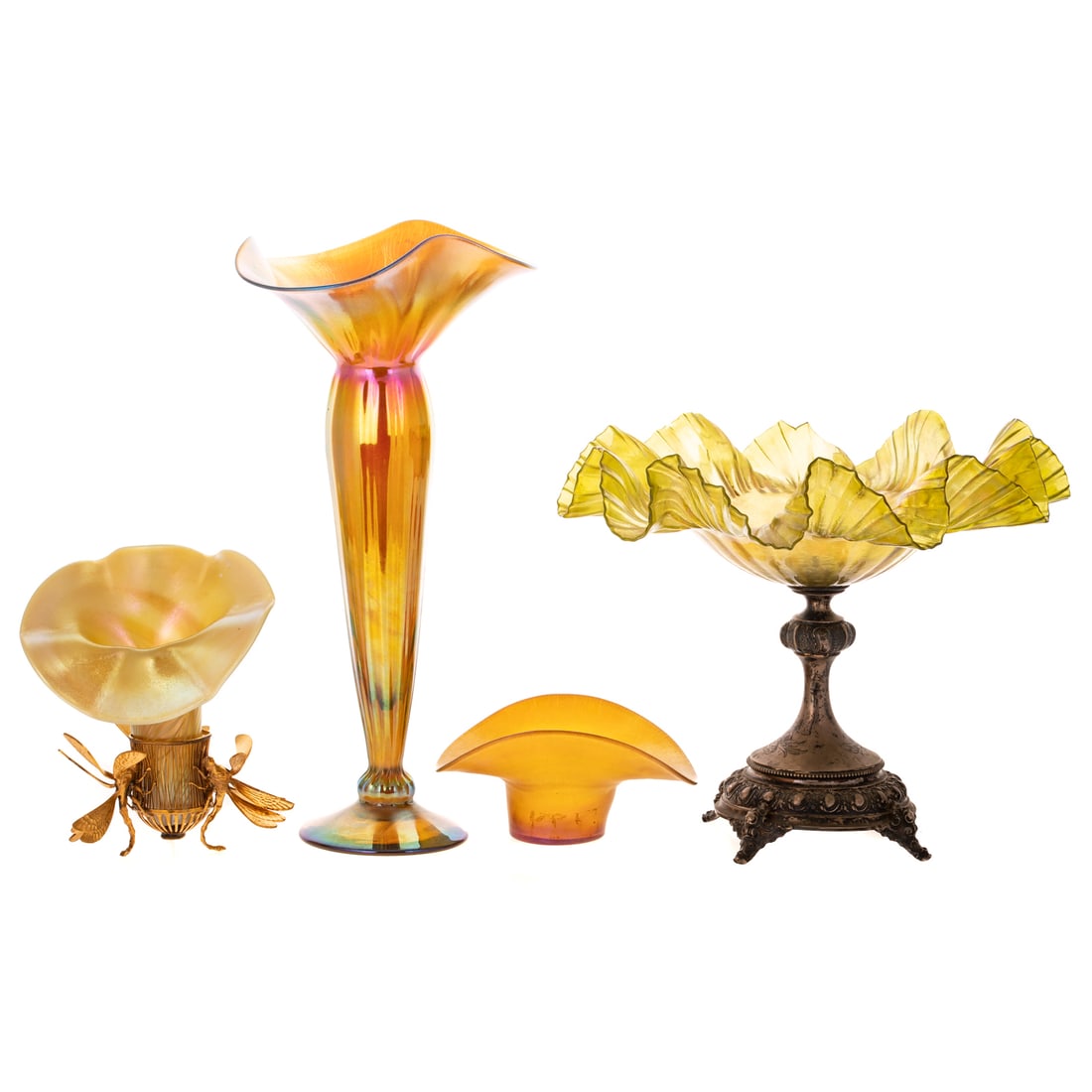 Four Gold Iridescent Glass Vessels (1 of 3)