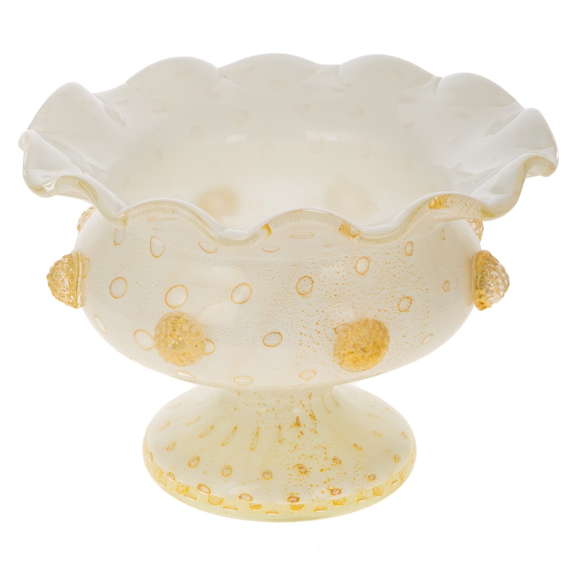 White Murano Footed Bowl (1 of 3)