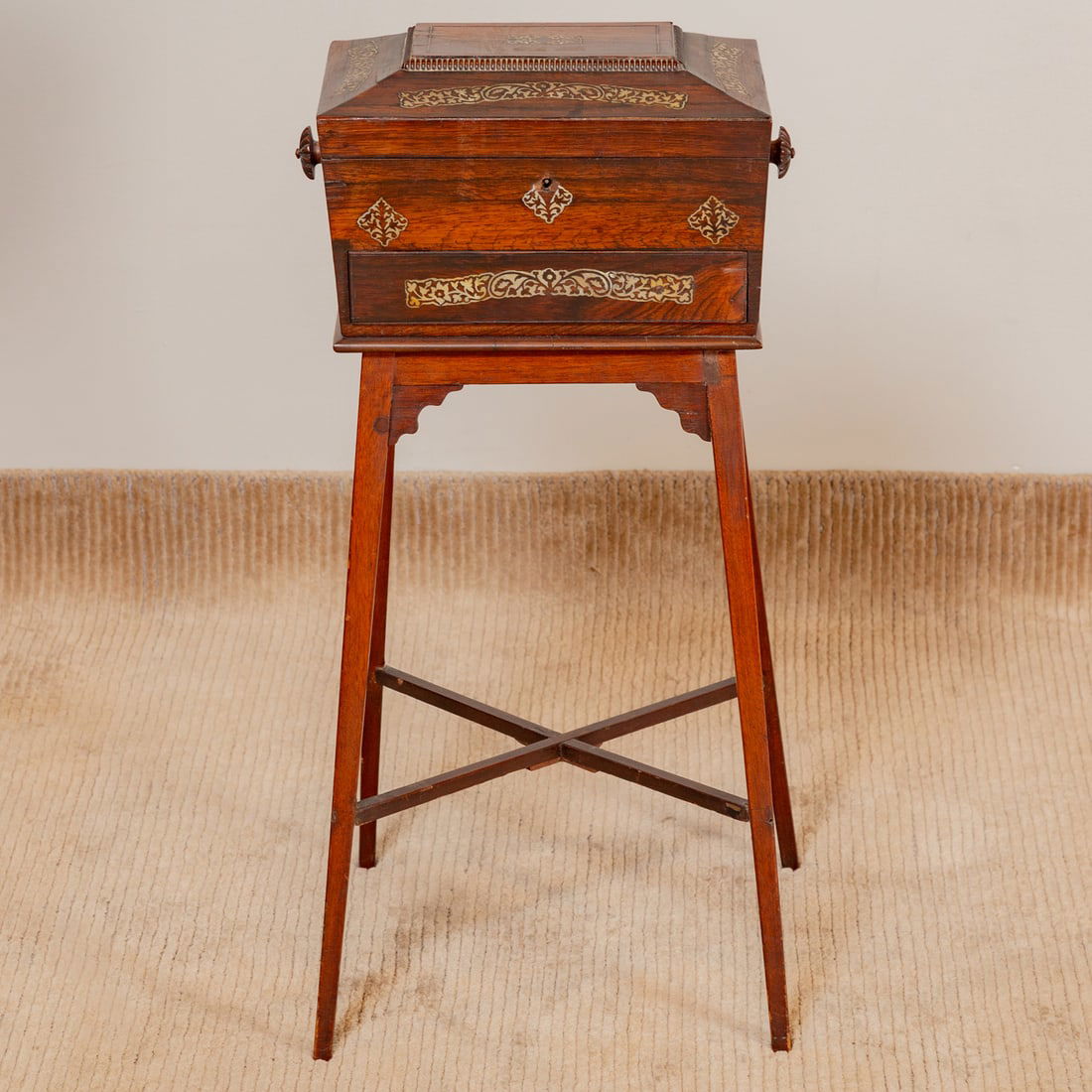 Victorian Rosewood Sewing Box on Stand (1 of 6)