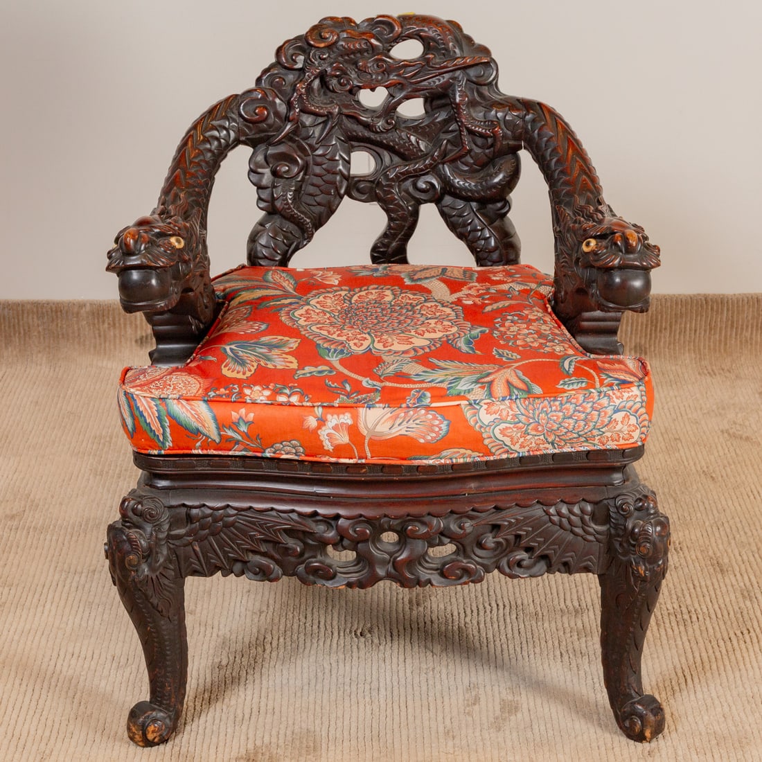 Chinese Carved Hardwood Armchair (1 of 6)