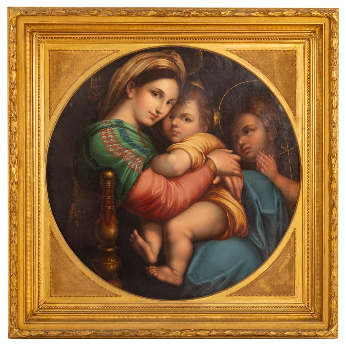 After Raphael Sanzio. Madonna della Seggiola, oil (1 of 3)
