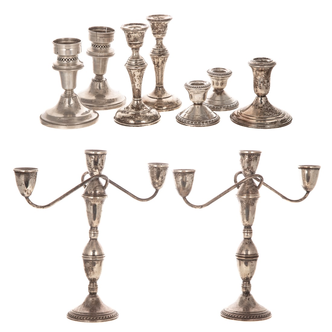 Collection of Weighted Sterling Candlesticks (1 of 3)